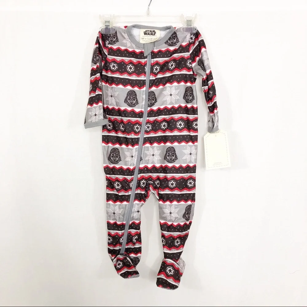 NEW Star Wars Darth Vader Holiday Onsie Footie Baby Pajamas, Size 12 Months